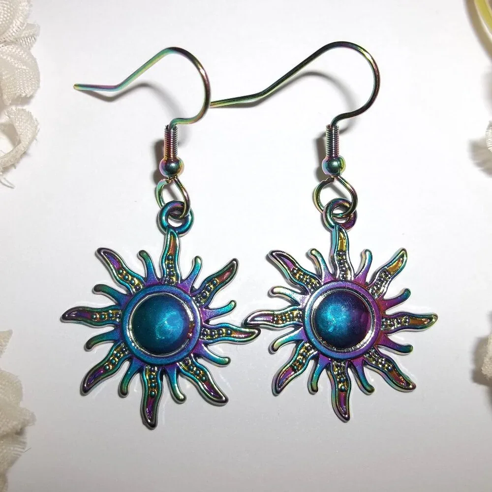 Multi Colored Blue Purple Moon Earring Dangle Drop Set Fashion Jewelry NWT C792